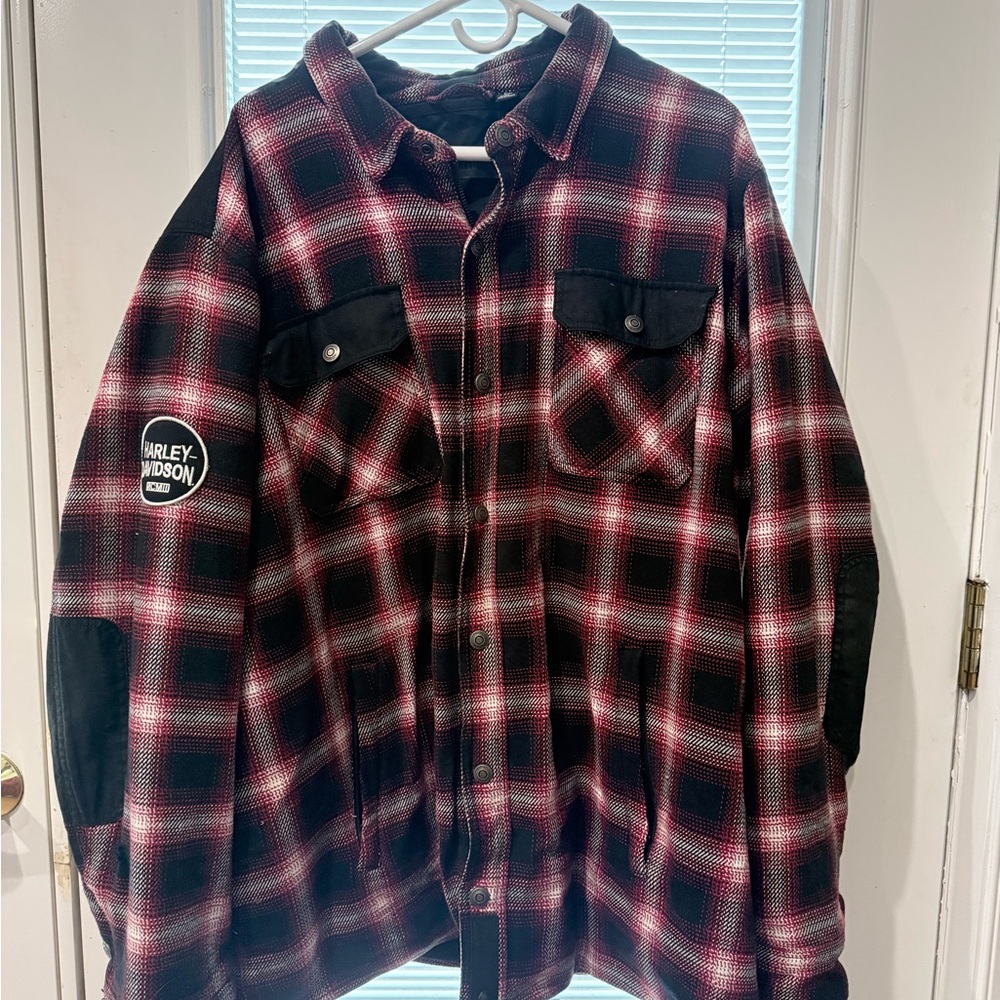 Vintage Harley-Davidson Red and Black Checkered Shirt Jacket